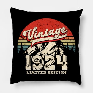 Vintage 1924 Birthday Gift Retro Distressed 100th Pillow