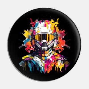Man With Helmet Video Game Character Futuristic Warrior Portrait  Abstract Pin