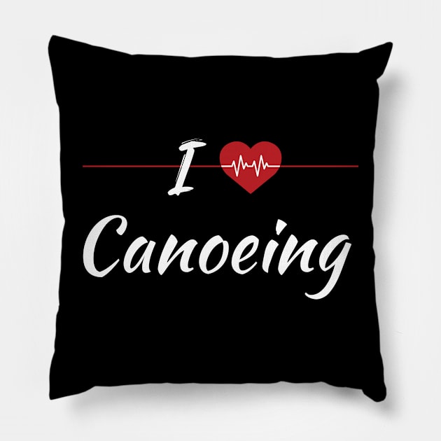 I Love Canoeing Cute Red Heart Pillow by SAM DLS