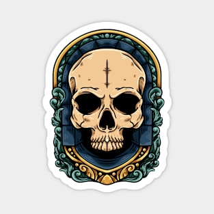 Skull With Baroque Ornament Magnet