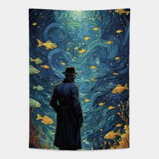 Starry Night Aquarium: Van Gogh-Inspired Ocean Symphony Tapestry