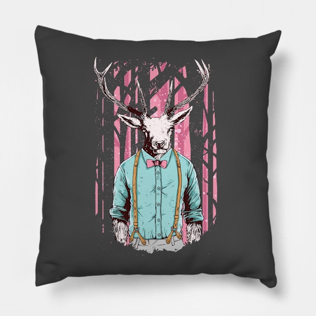 Oh Deer. It's a Deer Man In Suspenders and a Bow Tie. Pillow by Jarecrow 