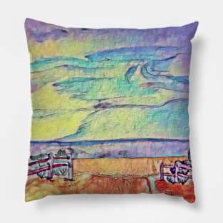 Surrealist sand dunes Pillow