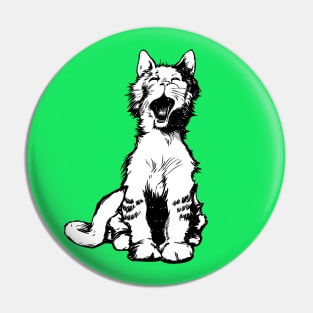 Yawning Cat on Green Pin