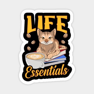 Cute Life Essentials Are Coffee, Books, and Cats Magnet