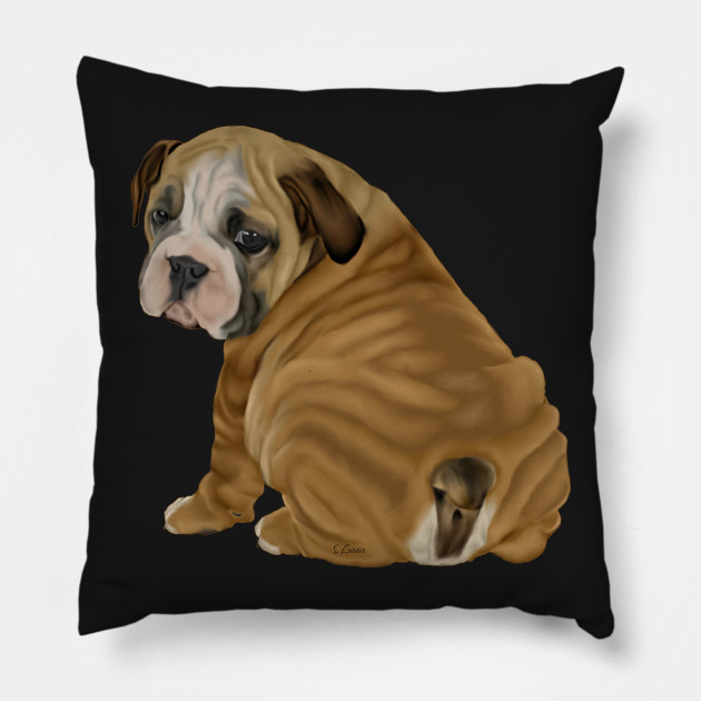 Cute English Bulldog Puppy English Bulldog Pillow TeePublic