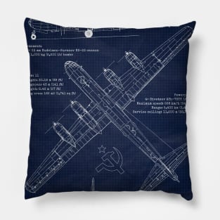 Tupolev Tu4 Bull URSS Blueprint Pillow