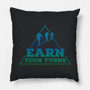 Earn Your Turns (blue) Pillow