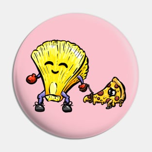 Pineapple taking a pizza slice for a walk cartoon Pin