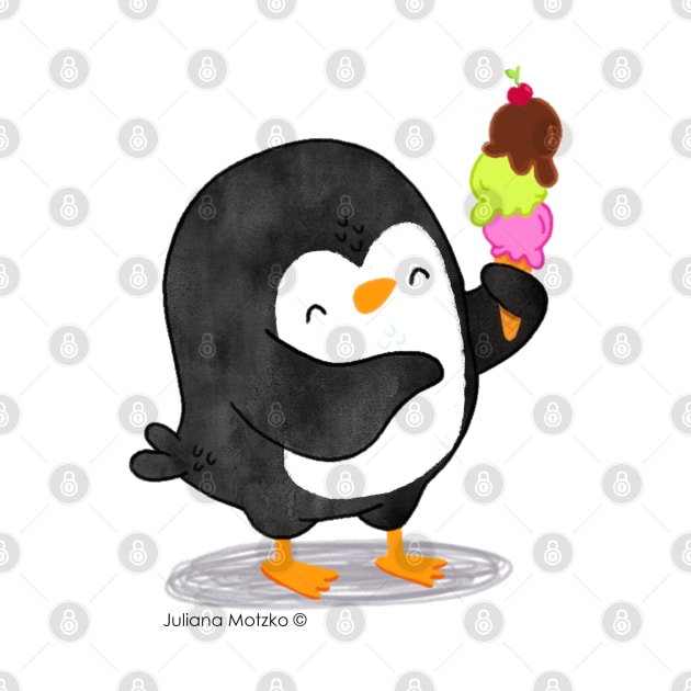 Penguin with Ice Cream by thepenguinsfamily