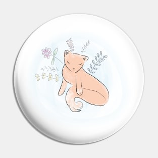 Cute Fox with Flowers Pin