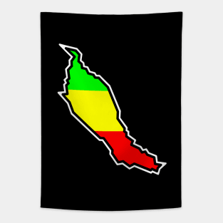 Denman Island Silhouette with Rasta Rastafarian Colours - Rastafari Flag - Denman Island Tapestry