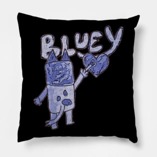 Bluey Heart Sketch Drawing Pillow