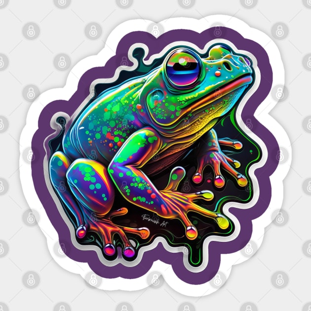 Peace Frogs Small Neon Frog Sticker