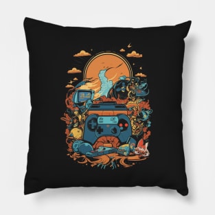 Modren retro gaming theme art Pillow