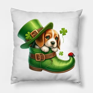 Beagle Dog Shoes For Patricks Day Pillow