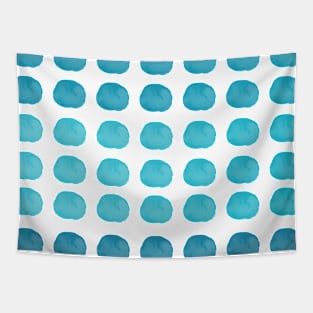 Teal Watercolor Cute Happy Polka Dots Art Tapestry