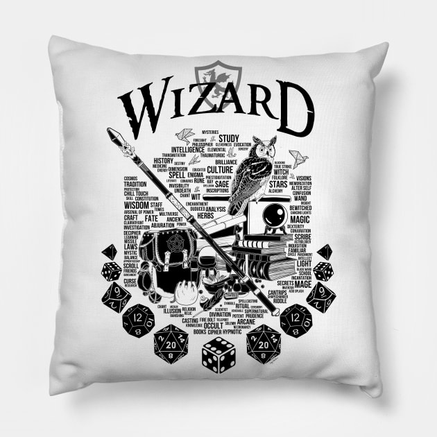 RPG Class Series: Wizard - Black Version Pillow by Milmino