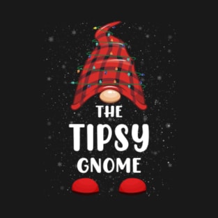 Tipsy Gnome Red Buffalo Plaid Christmas Pajama Matching Family T-Shirt