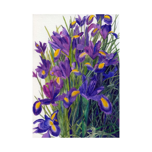 Purple irises watercolour painting by esvb