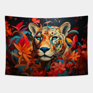 Cheetah Animal Portrait Colorful Painting Tapestry