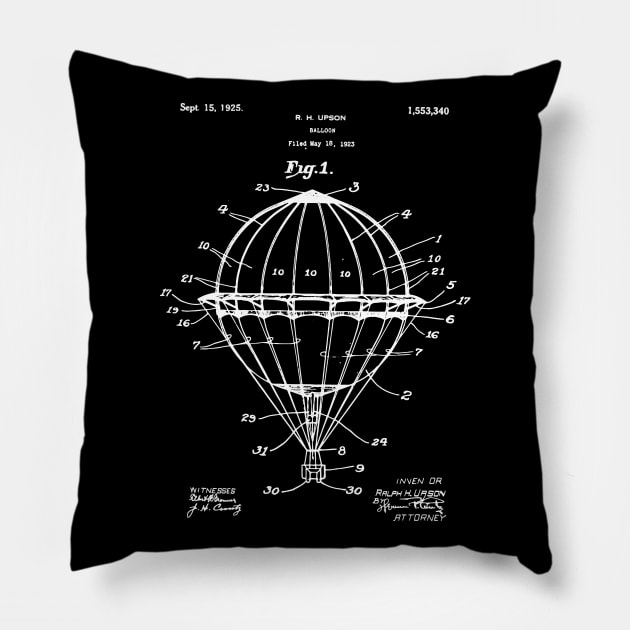 Hot Air Balloon Patent , Airship Blueprint Pillow by Anodyle