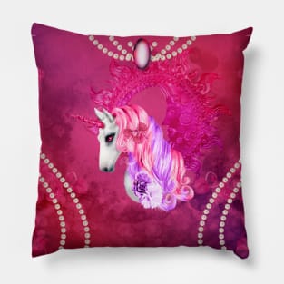 Wonderful colorful unicorn with flowers Pillow