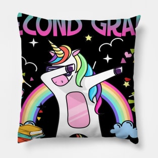 Happy Last Day of 2nd Grade Teacher Student Unicorn Dab T-Shirt Pillow