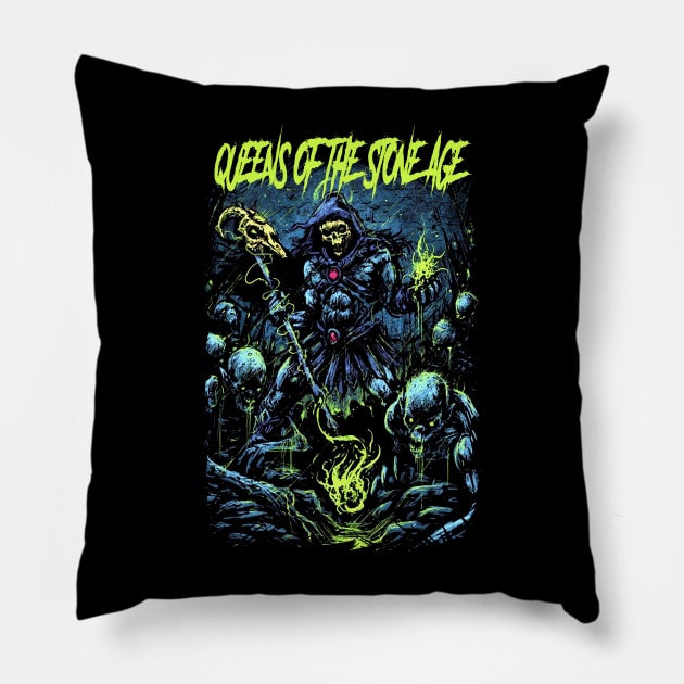 QUEENS OF THE STONE AGE BAND MERCHANDISE Pillow by Rons Frogss