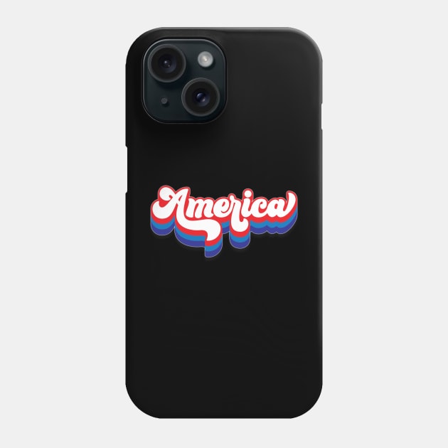 America - Groovy America Red White Blue Phone Case by Long-N-Short-Shop