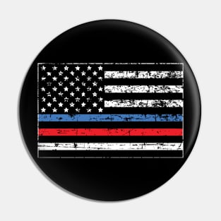 Thin Blue-Red Line Distressed American Flag Pin