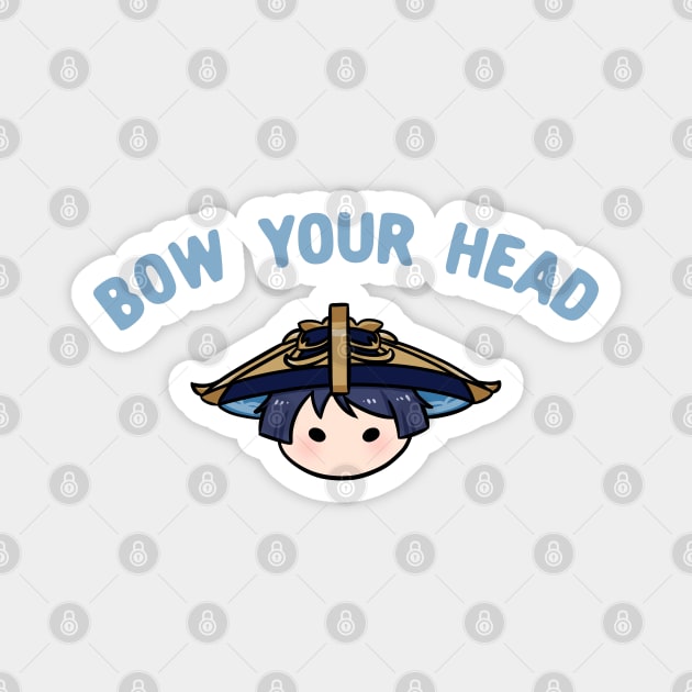 Genshin Impact Scaramouche wanderer bow your head chibi | Morcaworks Magnet by Oricca