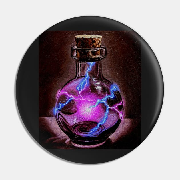 Dark magnetic electricity - electric spell potion bottle Pin by LukjanovArt