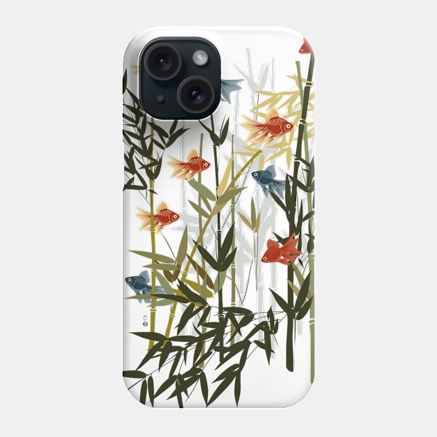 Fishes and Bamboo Phone Case by HagalArt