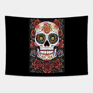 Colorful Sugar Skull Art - Celebrating Mexican Tradition Tapestry