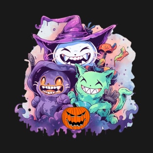 Funny Scary Cats Halloween T-Shirt