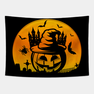 Spooky Moon Halloween Witch Monster Ghost Pumpkin 9 Tapestry