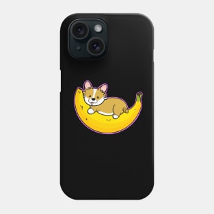 Cute Corgi Laying On Banana Phone Case