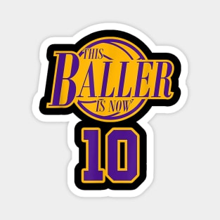 10 Years Old Birthday Basketball Baller Purple And Yellow Magnet