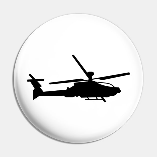Black Helicopter Apache Blackhawk Pin by carobaro