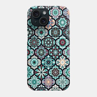 Moroccan pattern, teal tile Phone Case