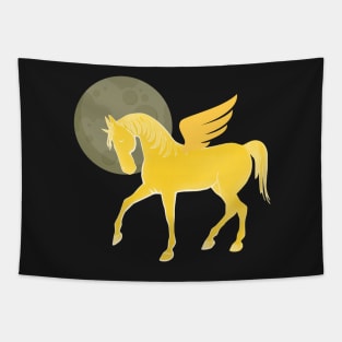 Golden Unicorn, Beautiful Unicorn, Wings, Moon, Pegasus Tapestry