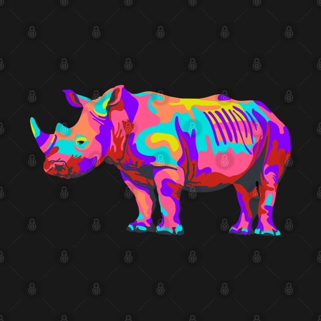 Rainbow Rhino by Slightly Unhinged