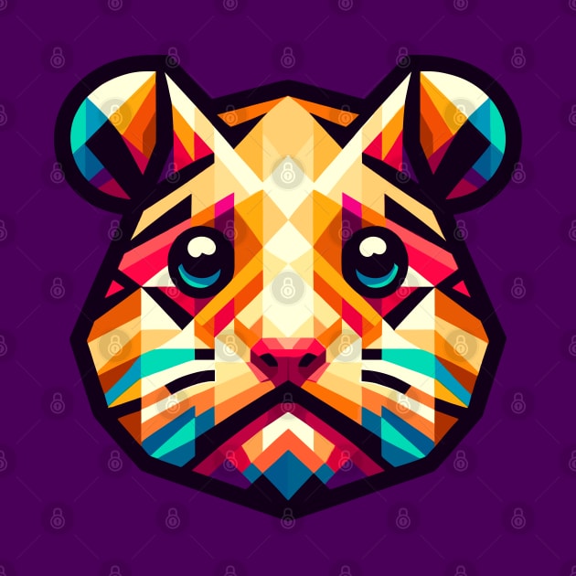 Geometric Hamster Portrait: Colorful Polygon Art by AmandaOlsenDesigns