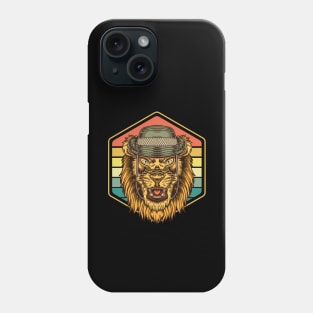 lion sunset wearing hat Phone Case