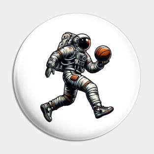 Astronaut Playing Basketball Pin