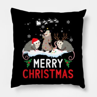 Cute Opossum Santa Hat Reindeer Christmas Opossum Xmas Pillow