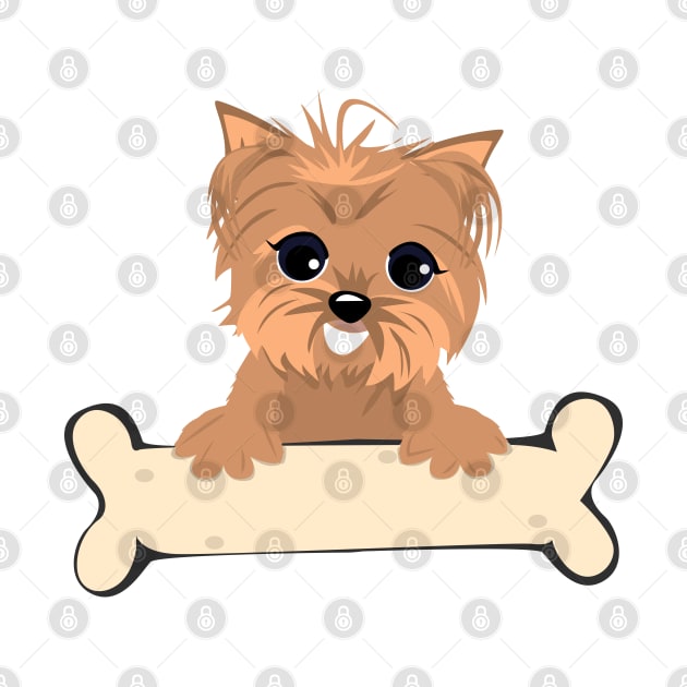 Blonde yorkie with a bone by Doswork