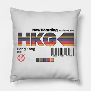 Vintage Hong Kong HKG Airport Label Retro Travel Pillow