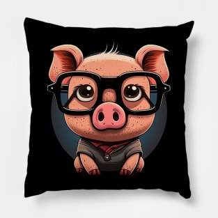 cute pig glasses Pillow